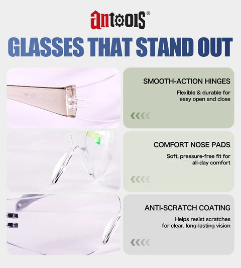 Six Crew Pack Youth Safety Glasses With Anti Fog And Uv400 Tint Built Tough Scratch Proof Lenses, focus on smooth-action hinges.