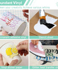 GO2CRAFT four-component craft bundle collage: permanent adhesive vinyl, stencil sheet, vinyl sticker paper, glitter heat transfer vinyl