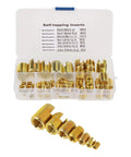 Self Tapping Threaded Inserts Kit M3 To M12 Brass Slotted Inserts 50 Pcs Easy Install No Pre Tap Needed Pressed Fit Anti Vibration For Strong Secure Long Lasting Joints brass inserts in organizer box