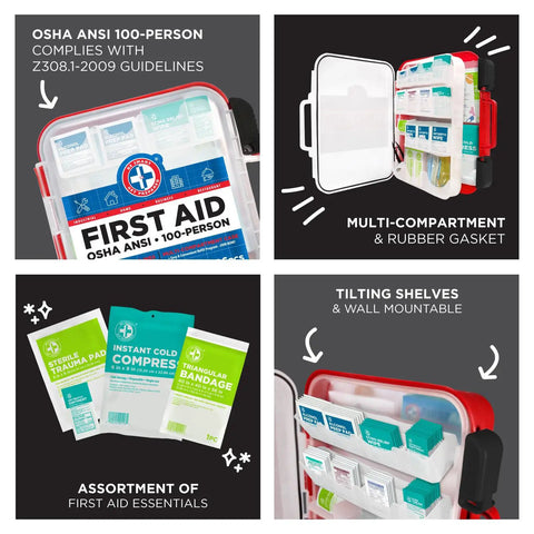 326 Piece First Aid Kit In Hard Red Case Exceeds OSHA And ANSI Standards For Home Office Car School Travel Camping Hunting All In One Sports Comprehensive Emergency Medical Supplies For Any Situation