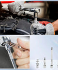 1/4 Inch Drive Extension Bar Set With 2, 4, And 6 Inch Extensions And 1/4 Inch Drive Universal Joint Sockets, 4 Piece Kit