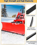 Tractor with 60 Inch Long 4 Inch Wide Three Quarters Inch Thick Polyurethane Snow Plow Cutting Edge for snow removal.