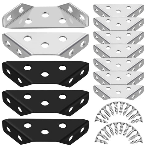 Heavy Duty Stainless Steel Corner Brackets Built Like A Tank Right Angle Connectors Set Of 100, various designs with screws included.