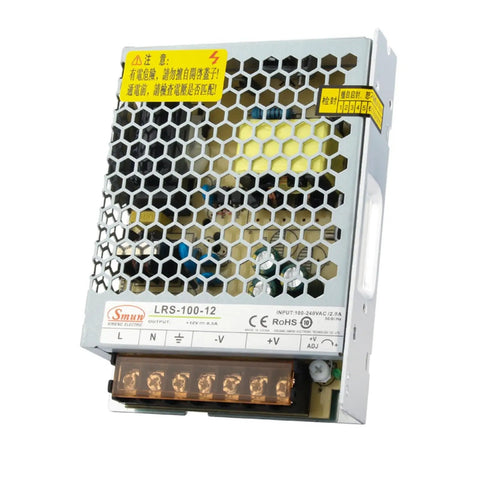 Heavy Duty 100W AC DC Switching Mode Power Supply 12 Volt 8.5 Amp Industrial PSU Solid Workhorse Rig with steel chassis.