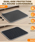 Graphene Heated Floor Mat For Cold Feet With 110V Adjustable Temperature Under Desk Electric Heater With Timer, front and back view