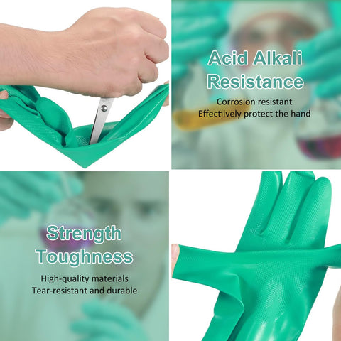 Kick Ass Chemical Resistant Gloves 10 Pack Heavy Duty Nitrile Work Protective Gear Built Different For Acid Oil Alkali Defense 12 Inch Long Rock Solid Industrial, showcasing acid alkali resistance and durability.