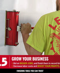 Man using 10 Inch Mega Flat Box for Drywall Finishing Pro Grade High Capacity Tool on wall seam