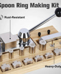 Heavy Duty Ring Bending Kit For Jewelry Making With Chrome Steel Molds Wooden Base 0.47 To 0.87 Inch Sizes And 45/90 Degree Posts
