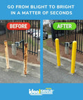 Heavy Duty Red Safety Bollard Cover Fits 6 Inch Steel Pipe, Built Like A Tank Protective Sleeve, vibrant yellow post transformation