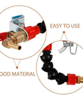 Built Right Angle Grinder Water Sprayer Nozzle Stainless Steel Coolant Kit For Zero Hassle Dust Cleanup And Smooth Marble Cutting Killer Mist Head Accessory with bronze and red connectors.