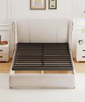 Straight Up Heavy Duty Queen Bunkie Board Delivers Rock Solid Metal Support on a bed frame with smooth rounded edges.