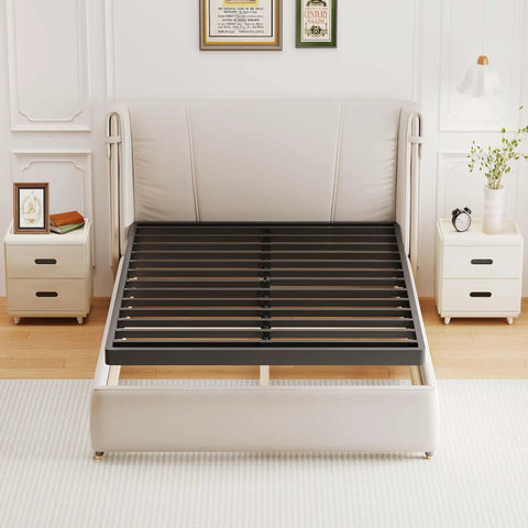 Straight Up Heavy Duty Queen Bunkie Board Delivers Rock Solid Metal Support on a bed frame with smooth rounded edges.