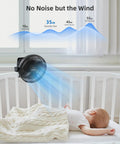 8 Inch Clip On Fan With 10000mAh Battery, All Day Cordless Power, Strong Airflow near sleeping baby in crib, quiet operation