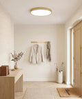 Entryway with Gold Brushed 9 Inch Flush Mount LED Ceiling Light With Dope Adjustable Color Temperature From Warm 3000K To Cool 5000K