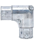 Heavy Duty EMT Conduit Fitting Three Quarter Inside Corner Pull Elbow 90 Degree Bend showing zinc alloy design for wiring.