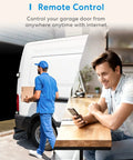 Smart WiFi Garage Door Opener Remote With App Control, Works With Alexa Google Assistant, man using phone with delivery.