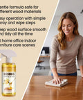 Natural Beeswax Furniture Polish Spray For Wood Tables And Cabinets Restores That Top Shelf Shine, user cleaning table.