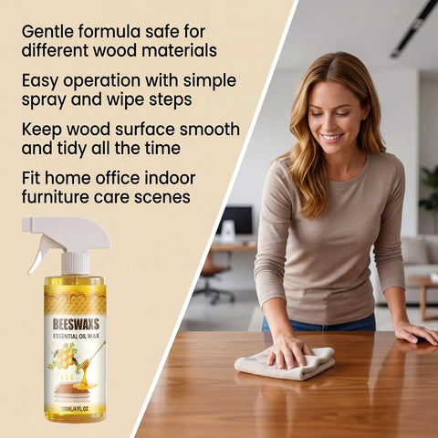 Natural Beeswax Furniture Polish Spray For Wood Tables And Cabinets Restores That Top Shelf Shine, user cleaning table.