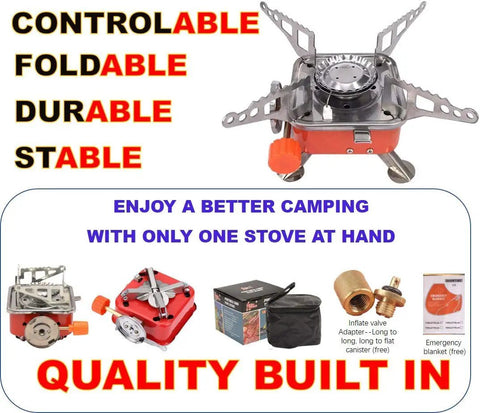Lightweight Foldable Camping Stove With Piezo Ignition for hiking and picnics, ultra portable single burner stove in detail.