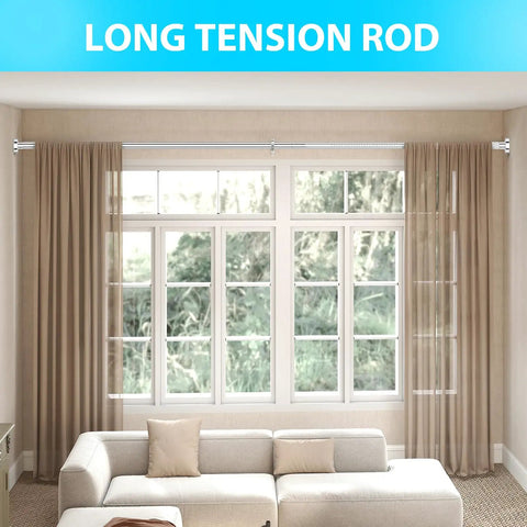 Heavy Duty No Drilling Shower Curtain Rod For Windows Or Patio Extends From 41 To 126 Inches With 1.26 Inch Diameter Tension Rod