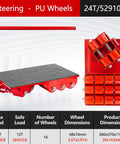 Heavy Duty Moving Dolly For Machinery And Equipment, low profile skate platform with four PU wheels, reinforced anti-slip deck