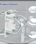 Close-up of Cross Over Antenna Mast Clamp Kit with U Bolts, showcasing galvanized steel and 3mm thick plate for 1 to 2 inch poles.
