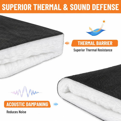 Close-up of Get This Sick Camper Van Insulation Roll To Level Up Your Ride. 5X20 Ft Roll showing thermal barrier and acoustic dampening features.