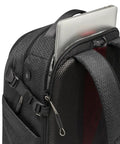 Close-up of Pro Light Backloader S Professional Camera Backpack with top zipper opening showing laptop compartment.