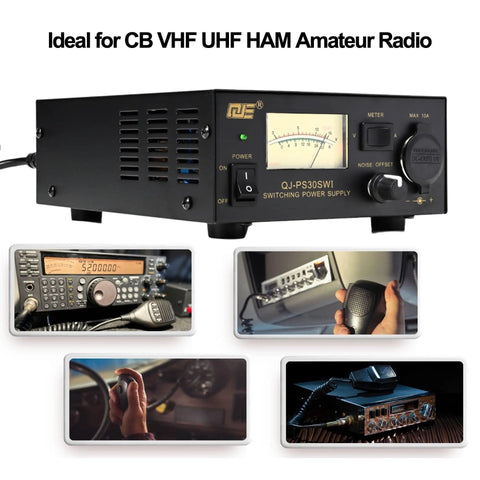 Beefy 13.8V 30A Bench Switching Power Supply For Ham Radios with analog meter and controls, ideal for CB VHF UHF equipment