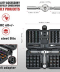 Ratchet Screwdriver Set 100 In 1 Magnetic Screwdriver Kit With S2 Steel Bits, open case view, various sizes and adapters visible