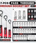 Straight Up Build Quality 47 Piece Pass Through Socket Set With 1/4 Inch 3/8 Inch And 1/2 Inch Drives, chrome vanadium tool kit.