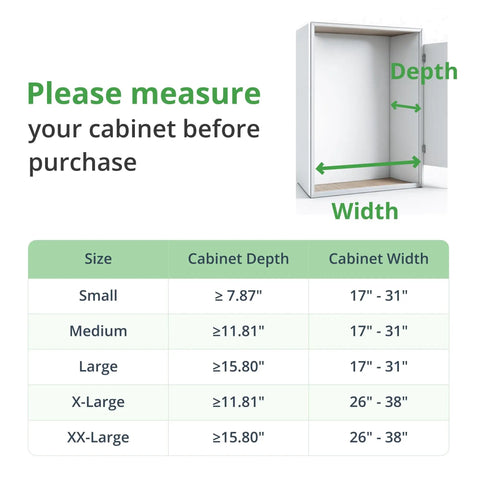 Size guide for expandable closet shelves set, adjustable shelf boards for cabinets and pantries, showing depth and width measurements.