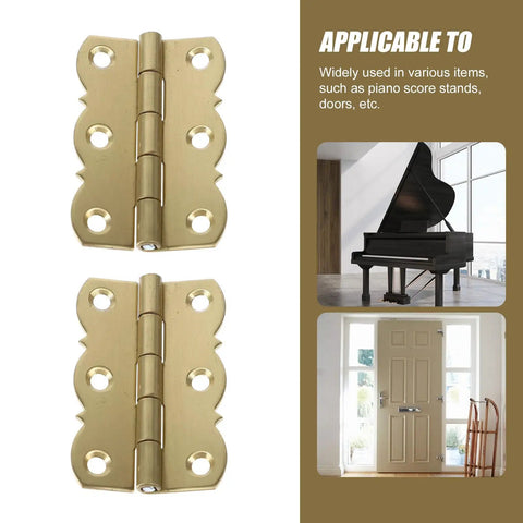 Golden Brass Piano Music Stand Hinges With Thick Bearings Old-School Vintage Style Folding Flips For Durable Noiseless Rotation