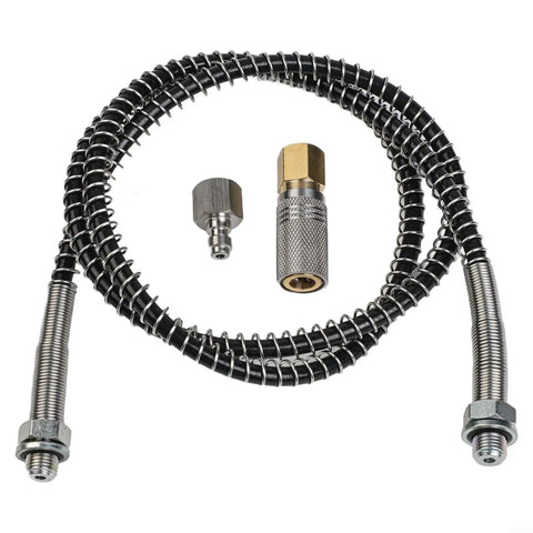 Heavy Duty High Pressure Air Hose With 9000 PSI Rating And Stainless Steel Braid for Compressor Pump, M10x1 fittings.