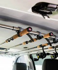 Road Trip Ready 2 Piece Fishing Rod Holder For Car And SUV Fly Rod Rack Vehicle Rod Mount installed in car trunk