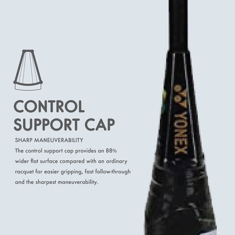 Yonex control support cap on Muscle Power 29 Carbon Graphite Badminton Racket With Full Racket Cover For Intermediate Players