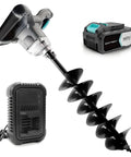 40V Brushless Cordless Earth Auger 6 Inch Post Hole Digger With 2.5Ah Battery And 4A Charger LED Work Light Forward And Reverse Rotation