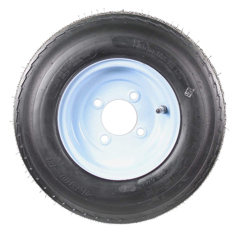 Two Pack Trailer Tire On Rim Set 4.80 8 480 8 4.80 X 8 White Wheel With 16.5 Inch Overall Diameter Load B Four Lug On 2.83 Inch Center Bore