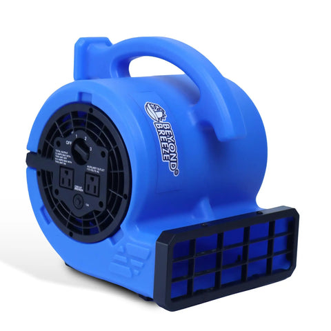 Heavy-Duty 1/4 HP 1000 CFM Air Mover Blower Fan in blue for fast carpet drying, large area ventilation, side view