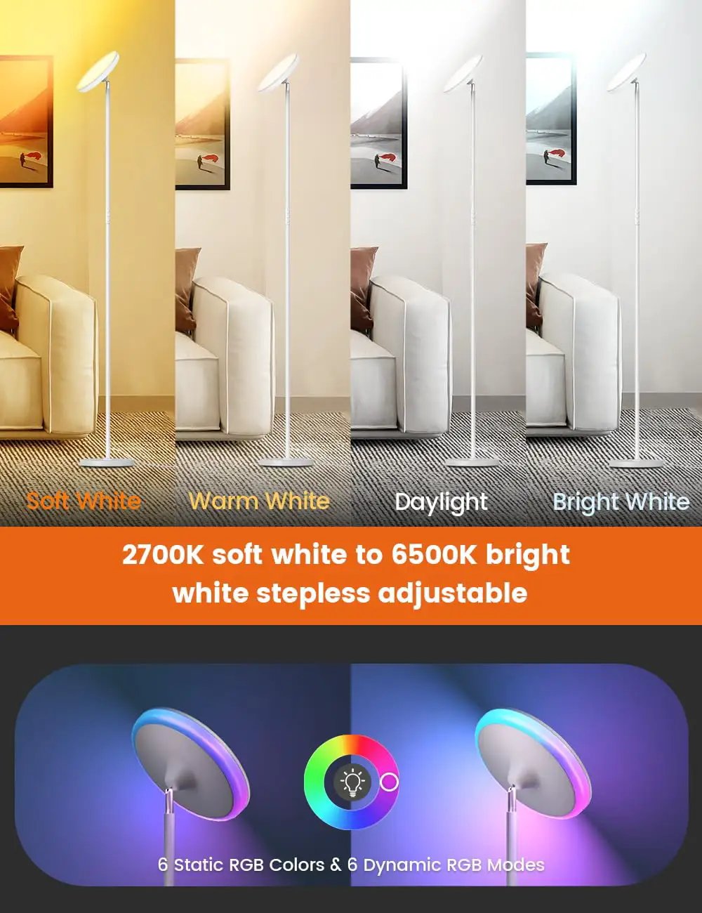 71 Inch Tall LED Floor Lamp: Dimmable & Modern ✓