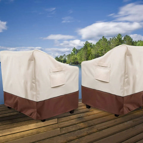 All-Season Waterproof Outdoor Chair Covers Set, Heavy-Duty 600D Polyester, Fits Up To 32W X 37D X 36H, 2 Covers on Patio