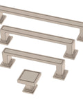 Brushed Nickel Cabinet Handles 5-1/16 Inch 128mm 10 Pack Recessed Square Drawer Pulls shown in different sizes