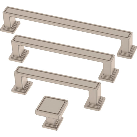 Brushed Nickel Cabinet Handles 5-1/16 Inch 128mm 10 Pack Recessed Square Drawer Pulls shown in different sizes