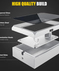Heavy Duty Wall Mount EV Charger Cover For Outside Straight Up Weatherproof Electric Vehicle Charging Station Shell Built Tough With Key And Combination Lock Universal Tesla Fit, showing its tempered glass and stainless steel build.