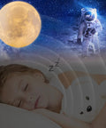 Child sleeping peacefully with dream of astronaut and moon, Dope Moon Lamp Night Light With Time Settings And Stand 3D Printed LED Moon