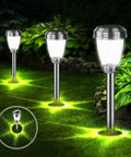 Stainless Steel Glass Solar Outdoor Lights 8 Pack Super Bright Lit Pathway Garden Landscape Lights Waterproof Solar Powered