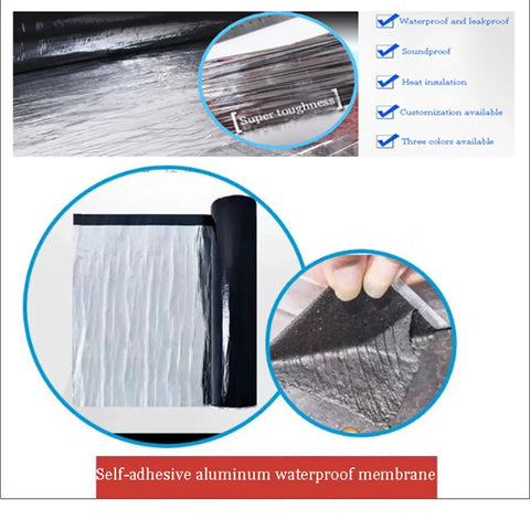 Heavy Duty Self Adhesive Roofing Tape Rock Solid Waterproof Asphalt Membrane Roll, showcasing self-adhesive aluminum waterproof membrane.