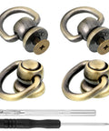 4 Pack Antique Brass D Rings And Ball End Studs Repair Kit For Purses Bags Leather Straps Rotatable Hardware With Punch And Screwdriver
