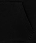 Close-up of Boys Uniform Zip Up Hoodie In Black Size Five To Six with kangaroo pocket detail showing fleece material.
