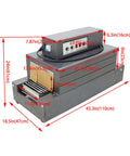 Heavy Duty Automatic Heat Shrink Tunnel Packaging Machine For Pof Pvc Film With Smooth Conveyor Belt And 4500W Motor No Sweat Install, showing dimensions and design.